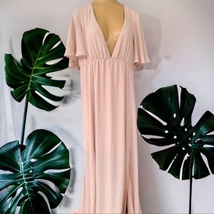 SHOW ME YOUR MUMU | Faye Flutter Blush Pink Maxi Dress Women’s Size XXL